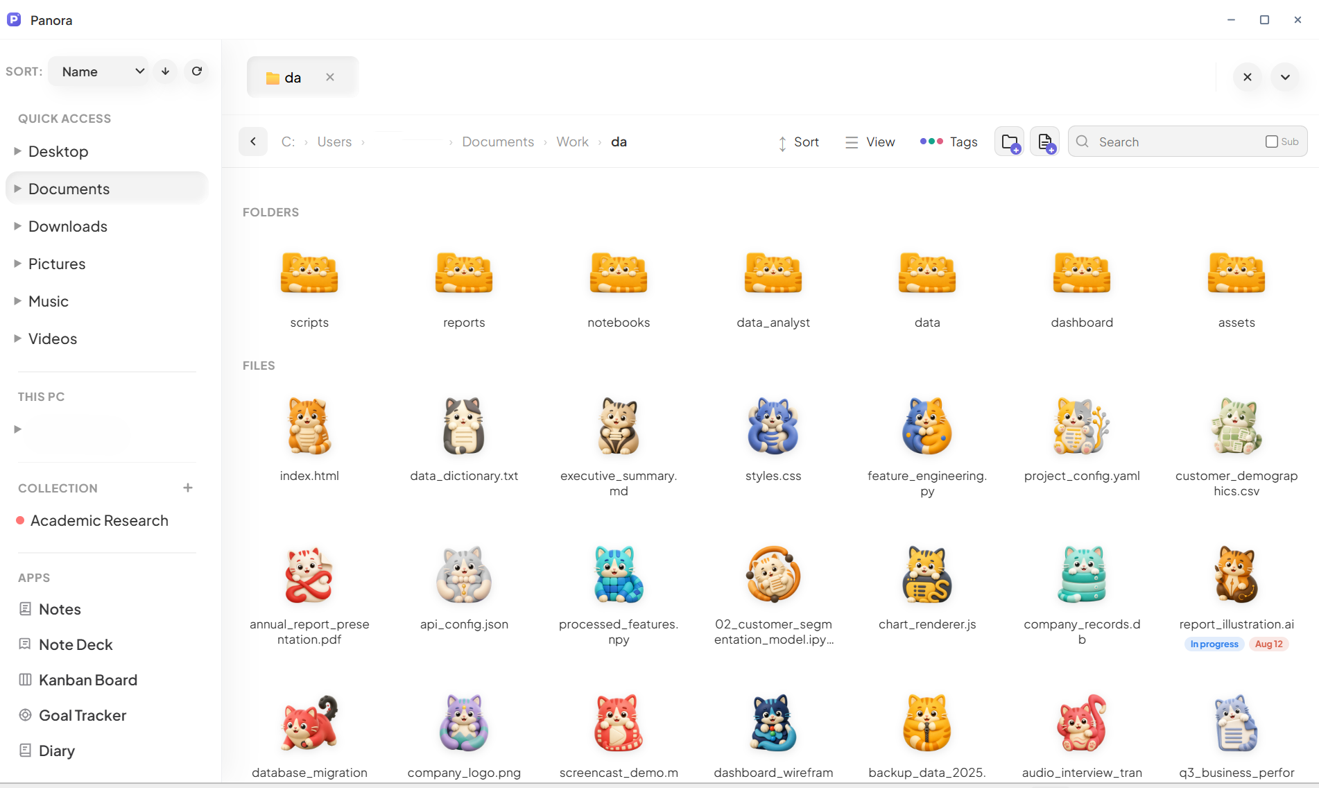 Cat folder and file icon style preview