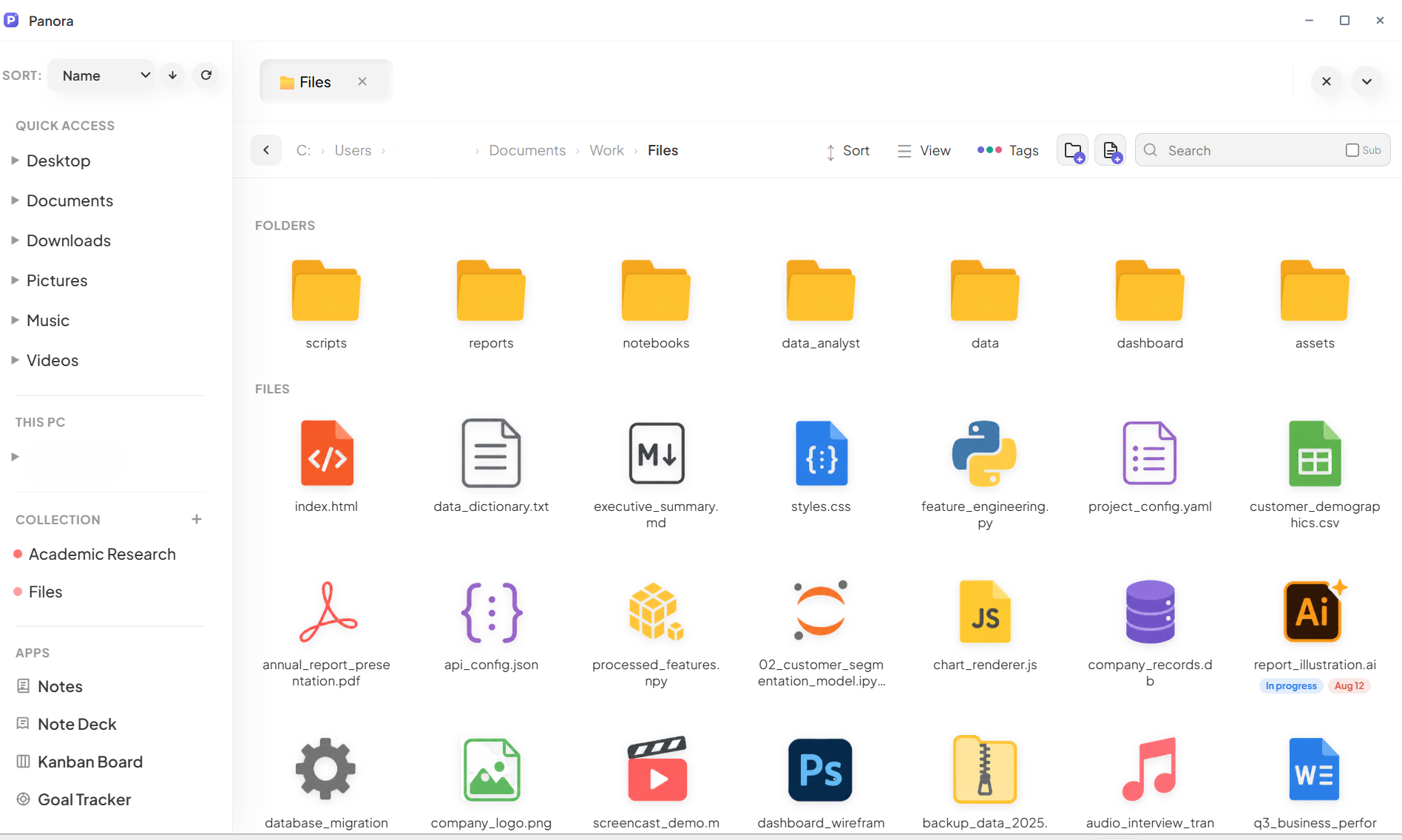 Flat folder and file icon style preview