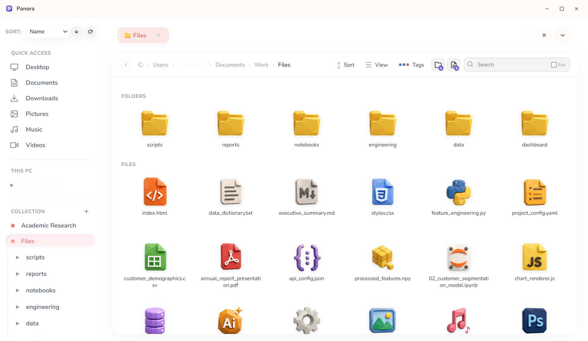 Low Poly folder and file icon style preview
