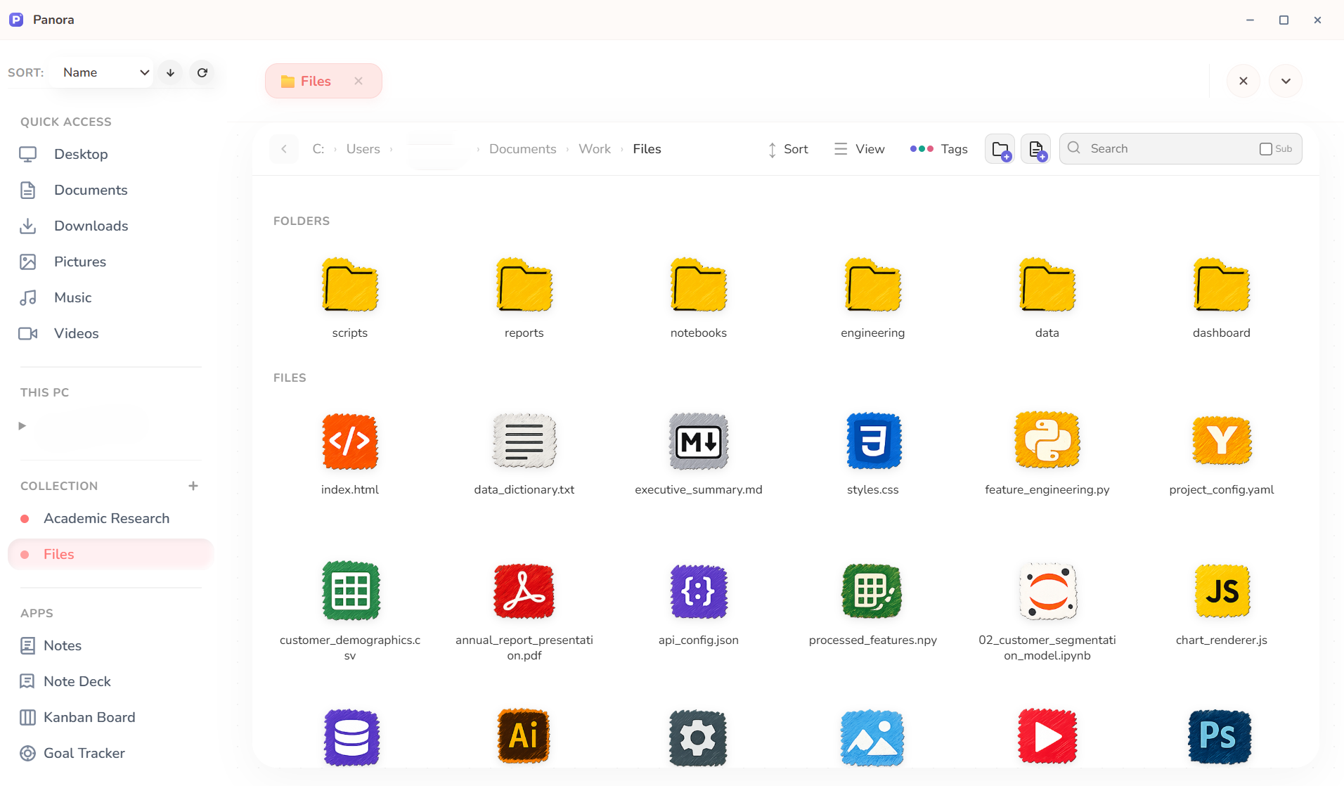 Hand Draw folder and file icon style preview