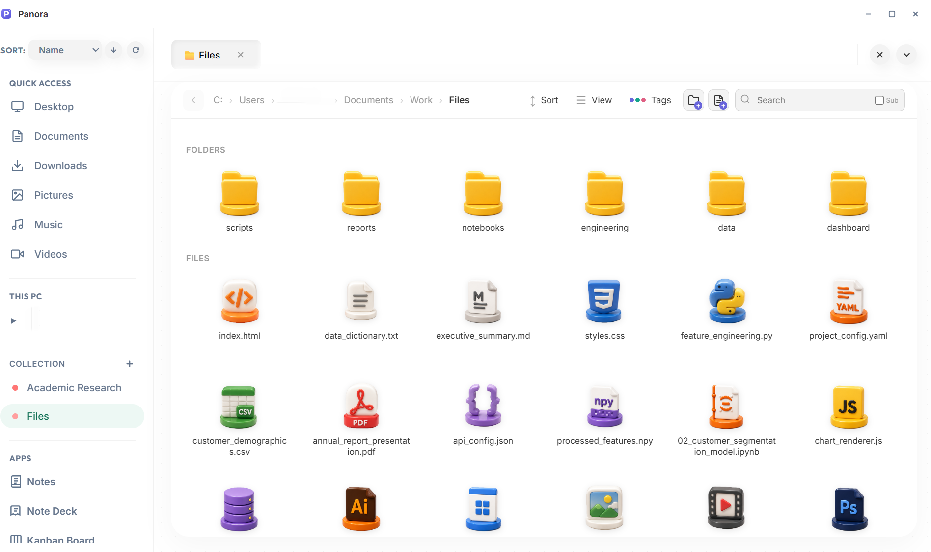 Plastic folder and file icon style preview