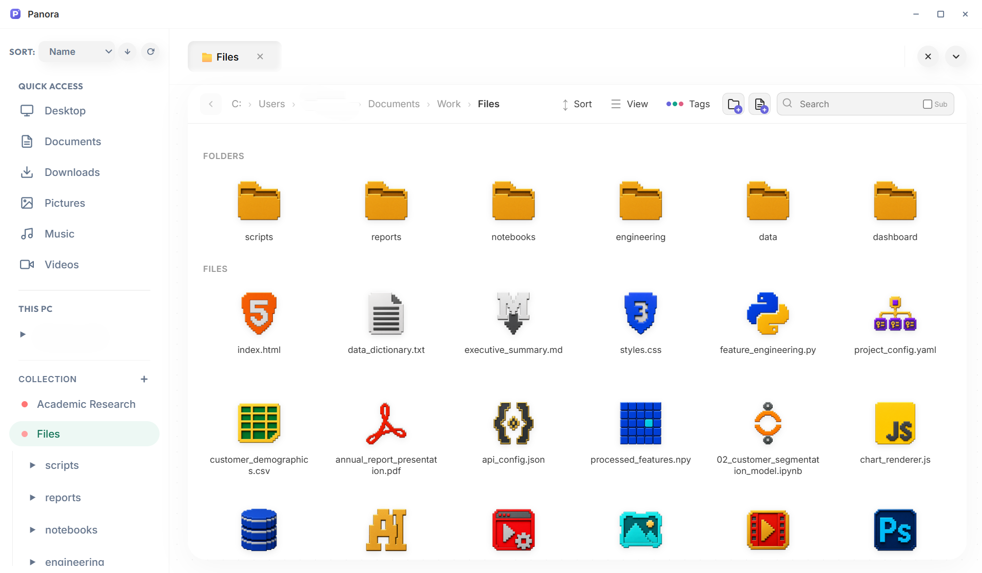 Voxel folder and file icon style preview